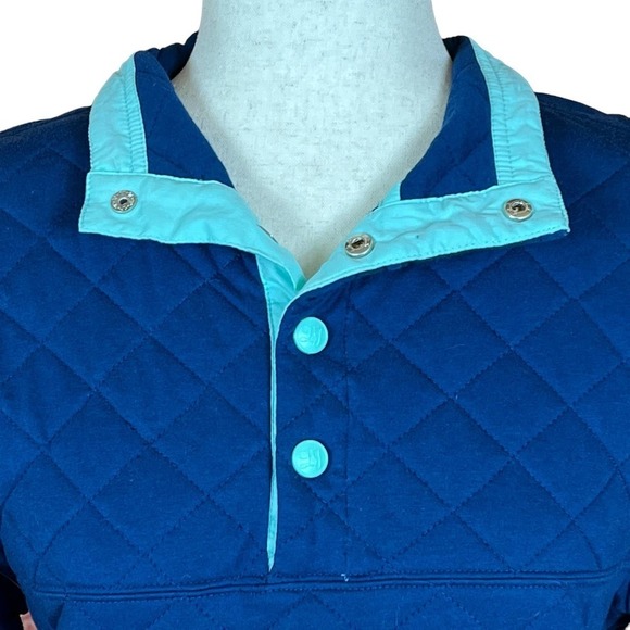 LAUREN JAMES THE LAWSON QUILTED PULLOVER IN ESTATE BLUE WOMEN'S SMALL - Picture 4 of 16